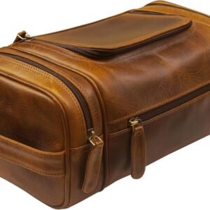 Leather Toiletry Bag - Dopp Kit for Men & Women