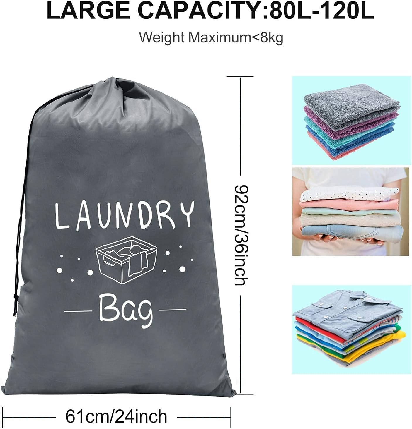 2 Pack Extra Large Travel Laundry Bag, Dirty Clothes Organizer with Drawstring - Image 2