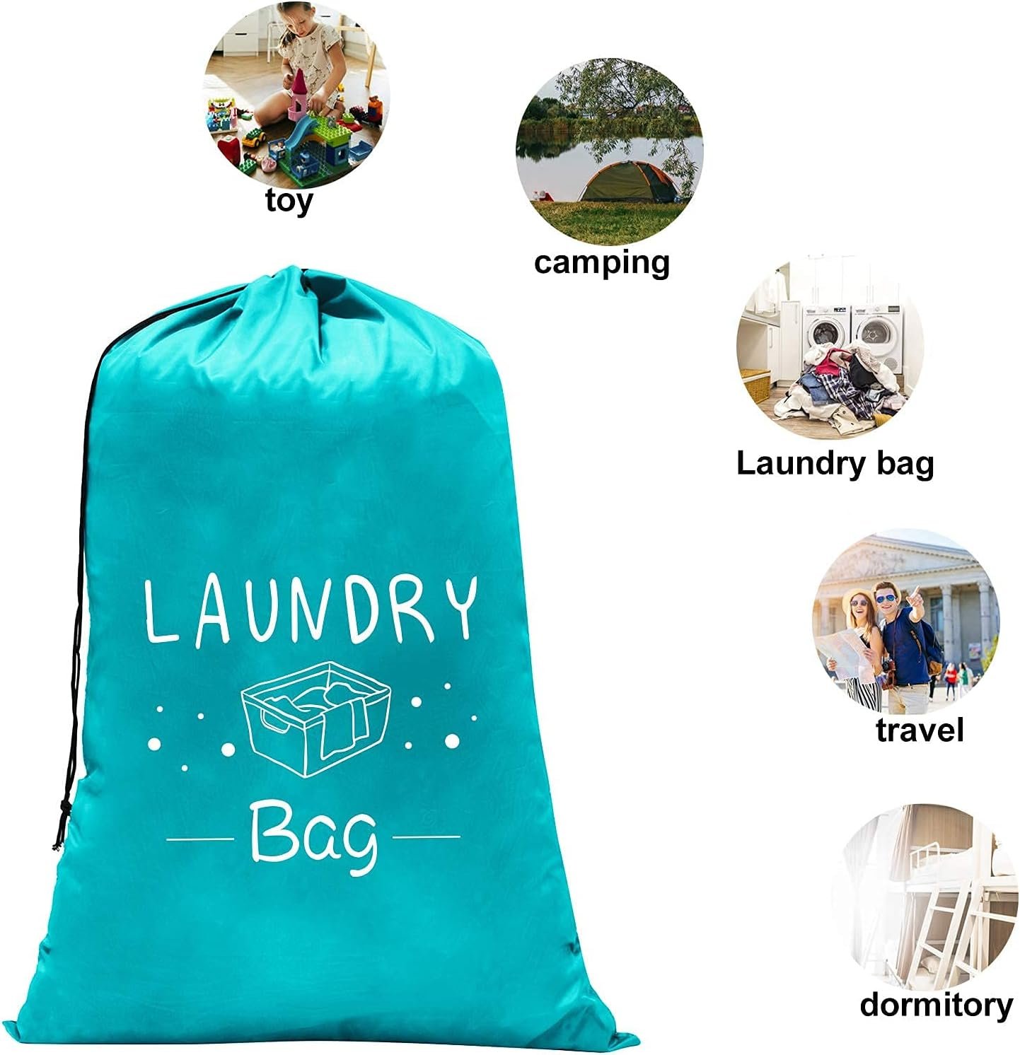 2 Pack Extra Large Travel Laundry Bag, Dirty Clothes Organizer with Drawstring - Image 3