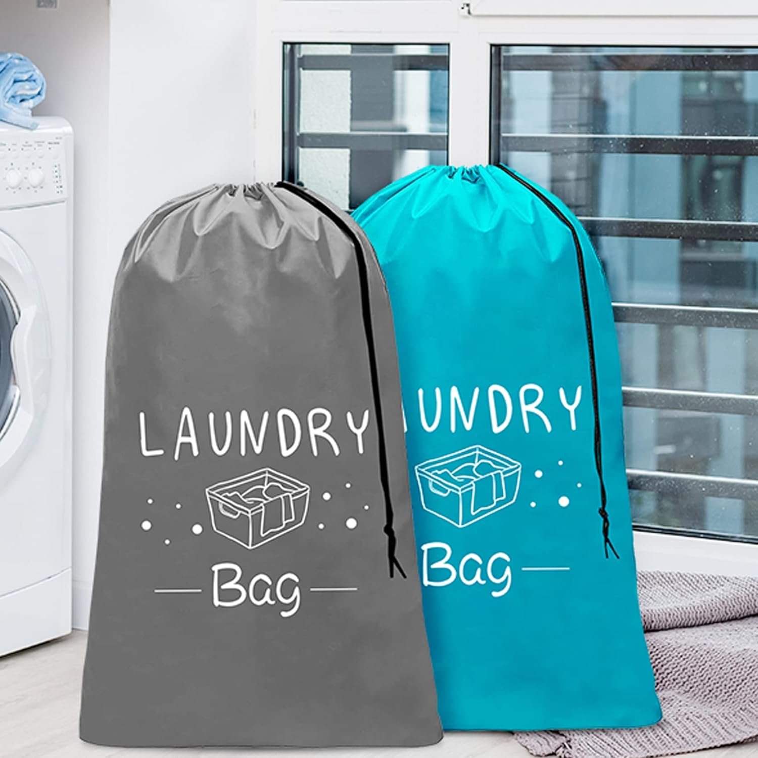 2 Pack Extra Large Travel Laundry Bag, Dirty Clothes Organizer with Drawstring - Image 4